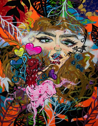 Pintura intitulada "Beyond a look" por Miss Rose Art Gallery, Obras de arte originais, Acrílico Montado em Armação em madeira