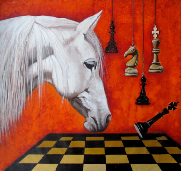 「Horse in Chess_07」というタイトルの絵画 Mithu Biswasによって, オリジナルのアートワーク, アクリル