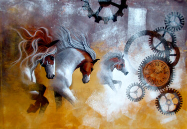 Картина под названием "Chasing The Time_05" - Mithu Biswas, Подлинное произведение искусства, Акрил