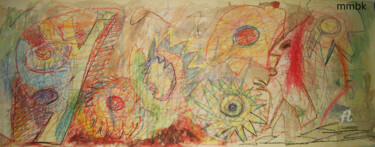 Peinture intitulée "sun zoom spark" par Mi Tina, Œuvre d'art originale, Aquarelle