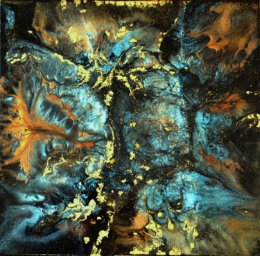 Pittura intitolato ""Ce que cache la nu…" da Mitty, Opera d'arte originale, pigmenti Montato su Telaio per barella in legno