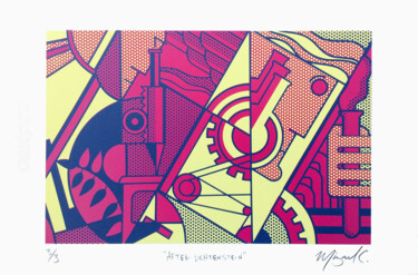 Incisioni, stampe intitolato "After Lichtenstein" da Mizael C., Opera d'arte originale, Serigrafia