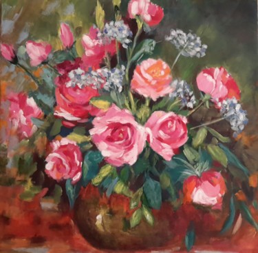 Peinture intitulée "Roses" par Mizem, Œuvre d'art originale