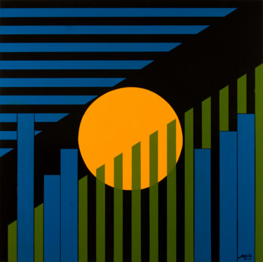 Peinture intitulée "Soleil de minuit" par Maillé, Œuvre d'art originale