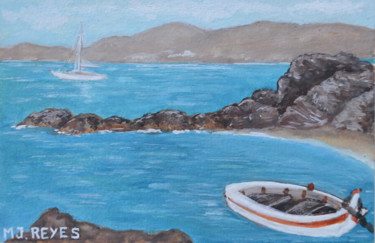 Pintura intitulada "Côte rocheuse" por Marie-Josée Reyes, Obras de arte originais, Aquarela
