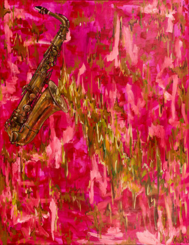 Картина под названием "Saxophone" - Mk Anisko, Подлинное произведение искусства, Масло