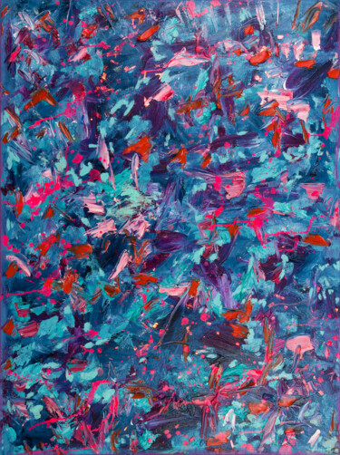 Painting titled "Blue and Pink" by Mk Anisko, Original Artwork, Oil