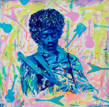Ζωγραφική με τίτλο "Jimi Hendrix" από Mk Anisko, Αυθεντικά έργα τέχνης, Ακρυλικό