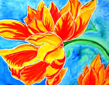 Painting titled "Tulips vibrant and…" by Artbymanjiri, Original Artwork, Acrylic