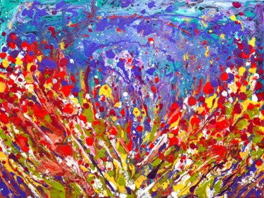 Malarstwo zatytułowany „Abstract Meadow col…” autorstwa Artbymanjiri, Oryginalna praca, Akryl