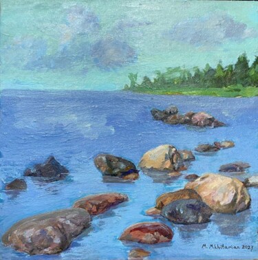 Pittura intitolato "Stones. Lakeside" da Mkhitar Mkhitaryan, Opera d'arte originale, Olio