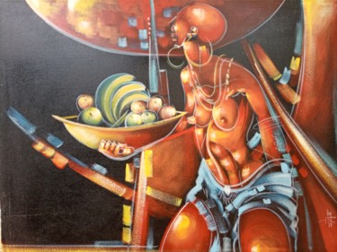 "Woman carrying a fr…" başlıklı Tablo Jafeth Moiane tarafından, Orijinal sanat, Petrol