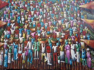 제목이 "African bazaar pain…"인 미술작품 Jafeth Moiane로, 원작, 기름