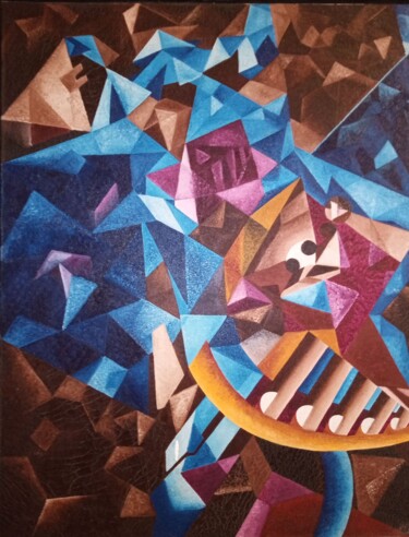 Картина под названием "Piano" - Jafeth Moiane, Подлинное произведение искусства, Масло