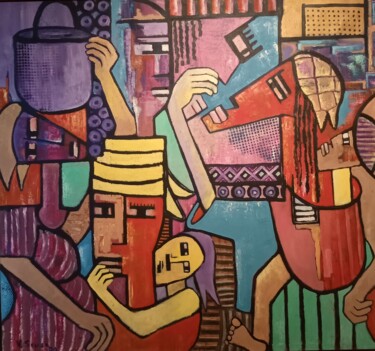 Painting titled "Maternity" by Jafeth Moiane, Original Artwork, Oil
