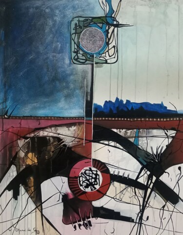 Schilderij getiteld "No war machines" door Jafeth Moiane, Origineel Kunstwerk, Acryl