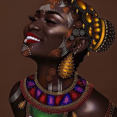 Malarstwo zatytułowany „Black woman beauty…” autorstwa Jafeth Moiane, Oryginalna praca, Akryl