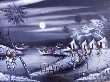 Pintura intitulada "Fishing paradise" por Jafeth Moiane, Obras de arte originais, Acrílico