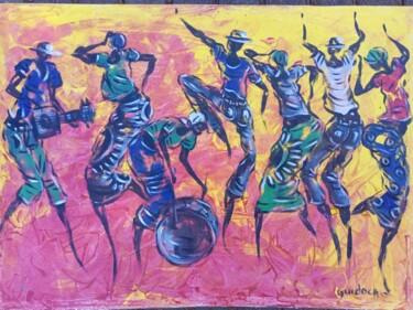 Painting titled "African village cul…" by Jafeth Moiane, Original Artwork, Acrylic