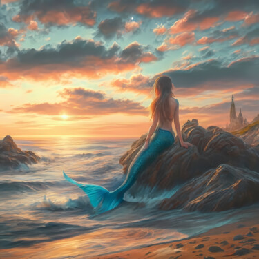Digital Arts titled "The mermaid enjoyin…" by Jafeth Moiane, Original Artwork, Digital Painting
