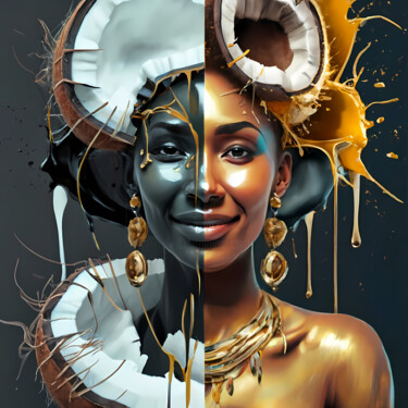 Digital Arts titled "Coconut Queen, Art…" by Jafeth Moiane, Original Artwork, AI generated image