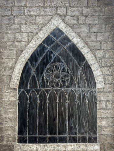 Painting titled "Gothic Window" by Mk Long, Original Artwork, Acrylic