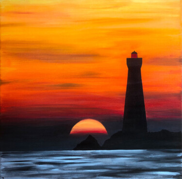 Pintura titulada "Hon's lighthouse" por Mlefevre, Obra de arte original, Acrílico Montado en Bastidor de camilla de madera