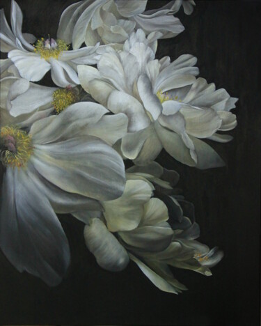 Peinture intitulée "Flowers" par Mlle Saeki, Œuvre d'art originale, Huile