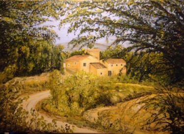 Pintura titulada "Un-petit-chemin" por Marie-Mathilde Dumont, Obra de arte original, Oleo Montado en Bastidor de camilla de…
