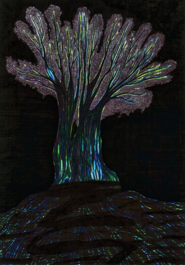 Drawing titled "Acidic tree against…" by Mmy Rising Sun, Original Artwork, Marker