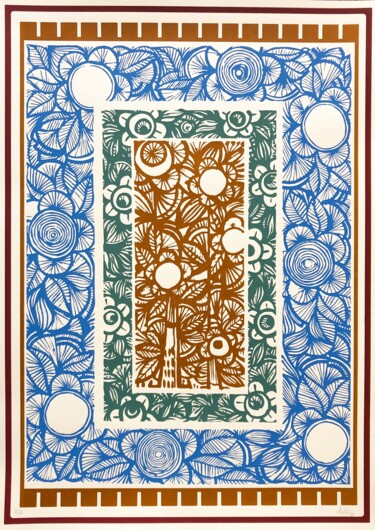Incisioni, stampe intitolato "Sans titre (bleu)" da Modely Thibaud, Opera d'arte originale, Stampa digitale