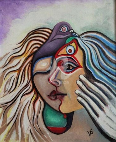 Malerei mit dem Titel "Goddess of Love 1" von Modern Art, Original-Kunstwerk, Öl