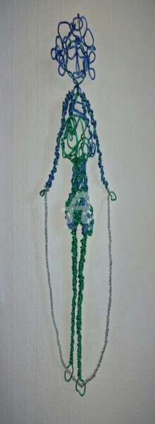 Skulptur mit dem Titel "Jump rope girl" von Modern Art, Original-Kunstwerk, Draht