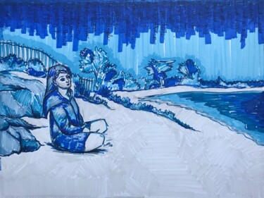Dibujo titulada "Un matin sur l'île…" por Modka, Obra de arte original, Grafito
