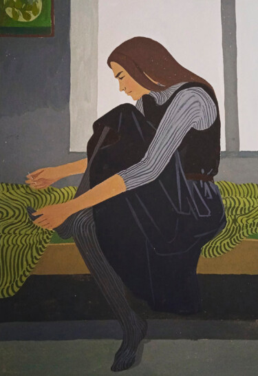 Malerei mit dem Titel "В гости" von Taisiia Menigecheva, Original-Kunstwerk, Gouache
