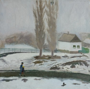 Картина под названием "Early winter" - Moesey Li, Подлинное произведение искусства, Масло