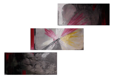 Painting titled "Tryptique rose.gif" by Mof, Original Artwork