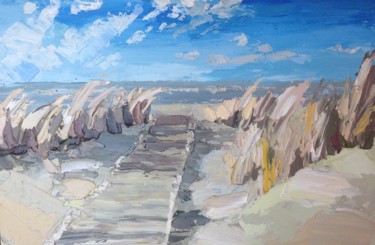 Картина под названием "Песчаный пляж" - Даша Могилева, Подлинное произведение искусства, Масло