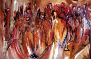 Peinture intitulée "foule agitée" par Mohamed Barrak, Œuvre d'art originale