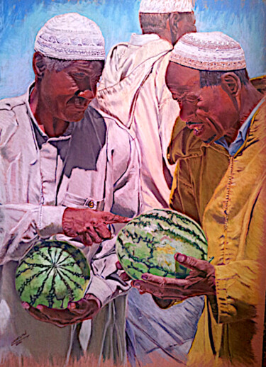Malarstwo zatytułowany „Watermelon Affair” autorstwa Mohamed Lazreg, Oryginalna praca, Pastel