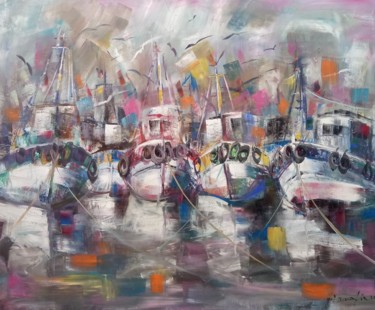 Peinture intitulée "Rose du port" par Mohammed Bouafia, Œuvre d'art originale, Acrylique