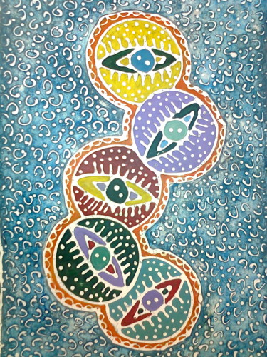 Peinture intitulée "yeux" par Mohammed Jabar, Œuvre d'art originale, Acrylique