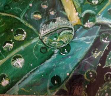 Pittura intitolato "Gouttes d'eau sur f…" da Mohammed Rachid Iraqi, Opera d'arte originale, Acrilico
