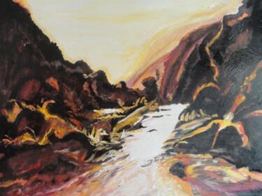 Painting titled "Red mountains" by Mohammed Rachid Iraqi, Original Artwork, Oil
