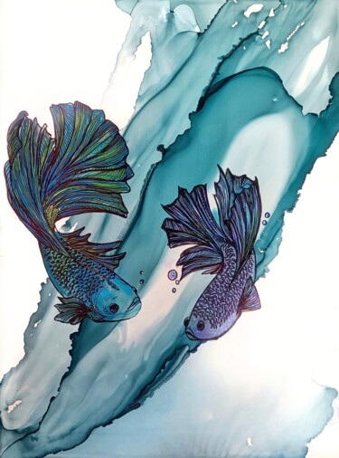 绘画 标题为“Something is fishy” 由Mohita Garg, 原创艺术品, 墨