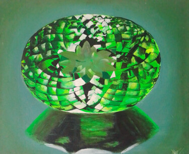 Painting titled "Emerald green" by Moin Uddin, Original Artwork, Acrylic