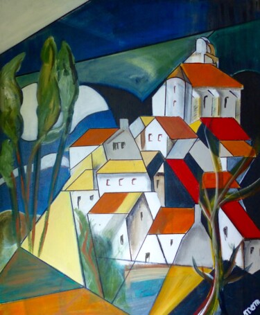 Картина под названием "Village 1" - Môm, Подлинное произведение искусства, Акрил