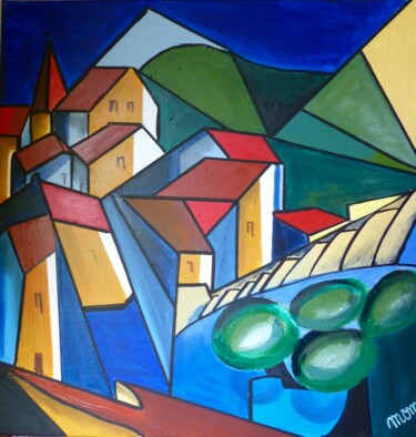 Картина под названием "Village 3" - Môm, Подлинное произведение искусства, Акрил