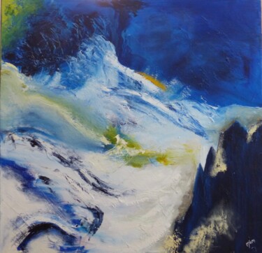 Painting titled "Au pied du glacier" by Môm, Original Artwork, Oil