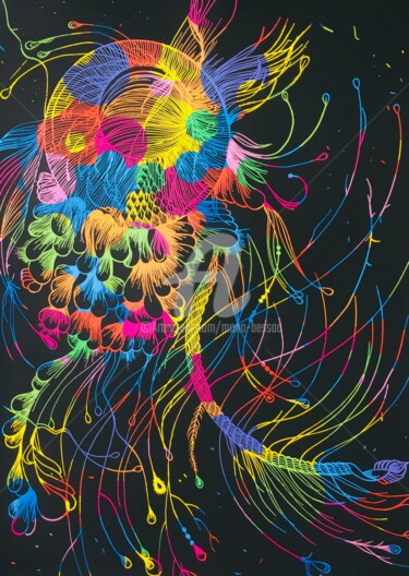 Dibujo titulada "Rainbow specimen 01" por Mona Bessaa, Obra de arte original, Punta de plata